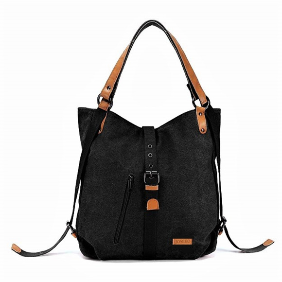 JOSEKO Handbags - JOSEKO Canvas Convertible BAG - Backpack Black NEW